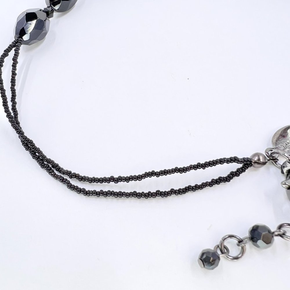 NWT - WHBM - Black Glass Beaded Y Style Teardrop Pendant Chocker Necklace - Picture 5 of 8